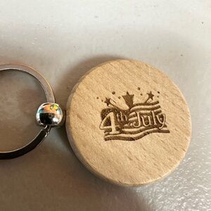 4th of July Wooden Keychain